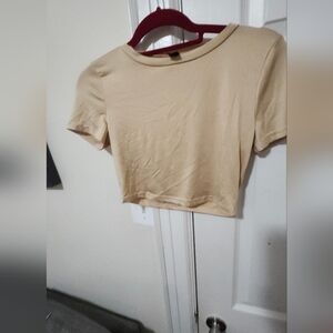 14" silky tan croptop